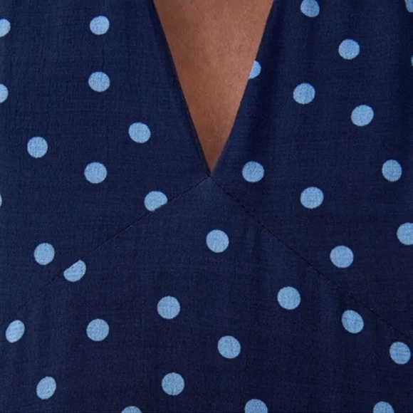 ZARA Midi Maxi Blue Polka Dots Dress puff Long Sleeves Size XS - Picture 3 of 14